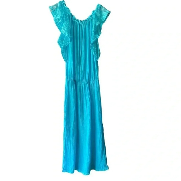 Sunday Saint Tropez teal linen sun dress made in france - Picture 4 of 11